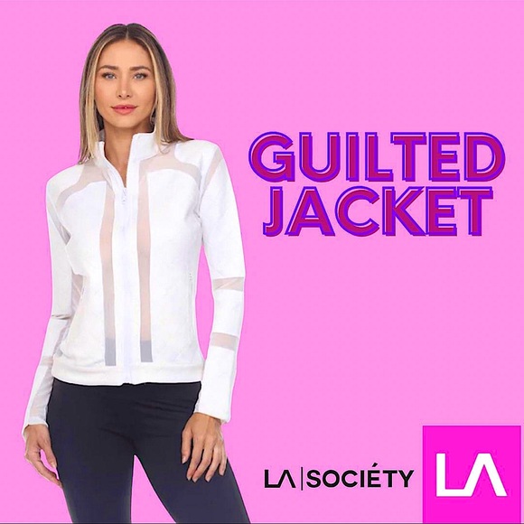 🆕🌿🤍LA SOCIETY: WHITE Suede Quilted Zip Up Jacket w/Mesh Panel LARGE - Picture 3 of 13